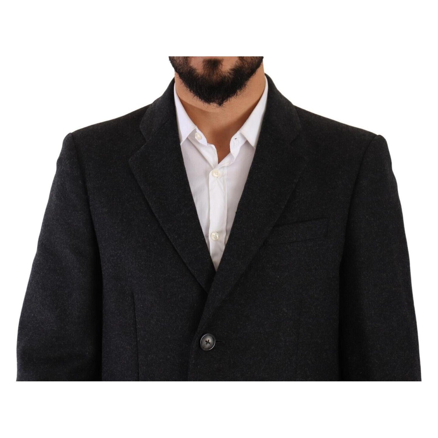 Dolce & Gabbana Dark Gray Wool Over Trench Coat Men Jacket JKT3034 - 50