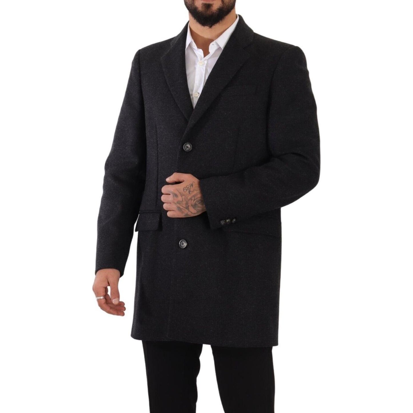 Dolce & Gabbana Dark Gray Wool Over Trench Coat Men Jacket JKT3034 - 50
