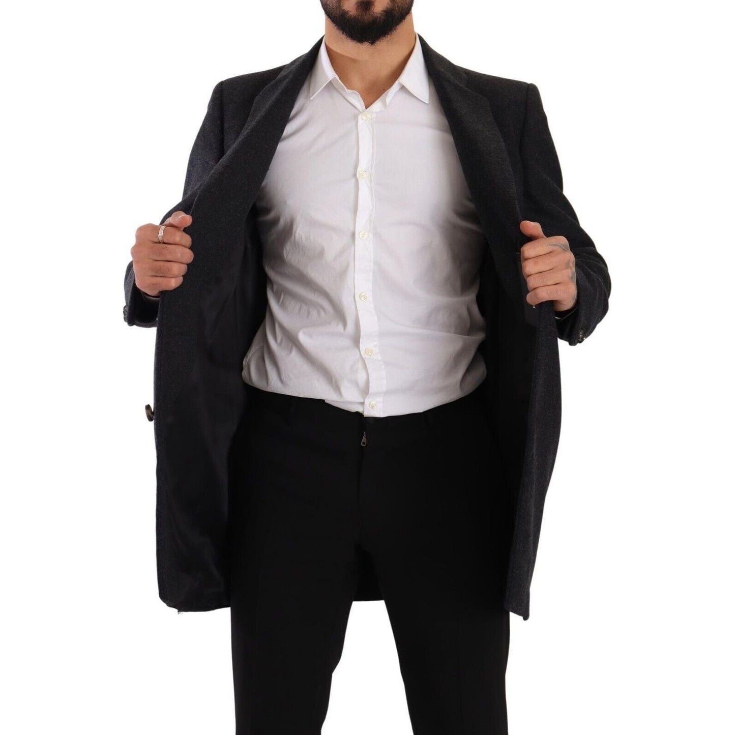 Dolce & Gabbana Dark Gray Wool Over Trench Coat Men Jacket JKT3034 - 50