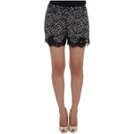 Dolce & Gabbana Black White Floral Lace Silk Sleepwear Shorts SIG30078-3