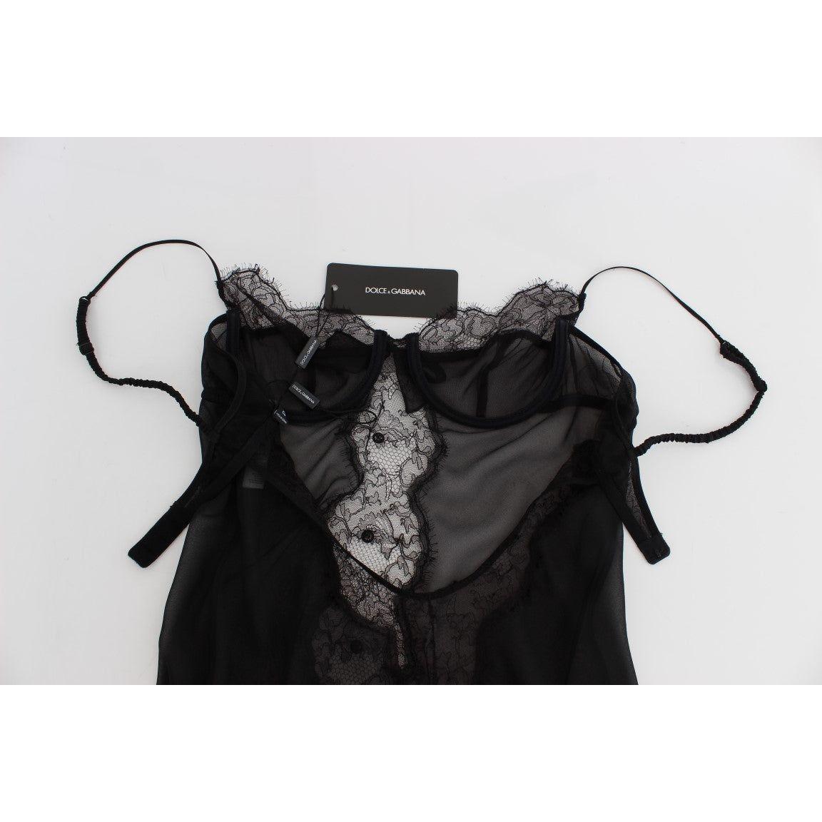 Dolce & Gabbana Black Silk Lace Babydoll Lingerie Top