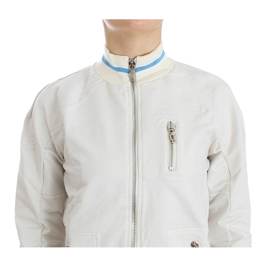 John Galliano White Mock Zip Cardigan Sweatshirt Sweater