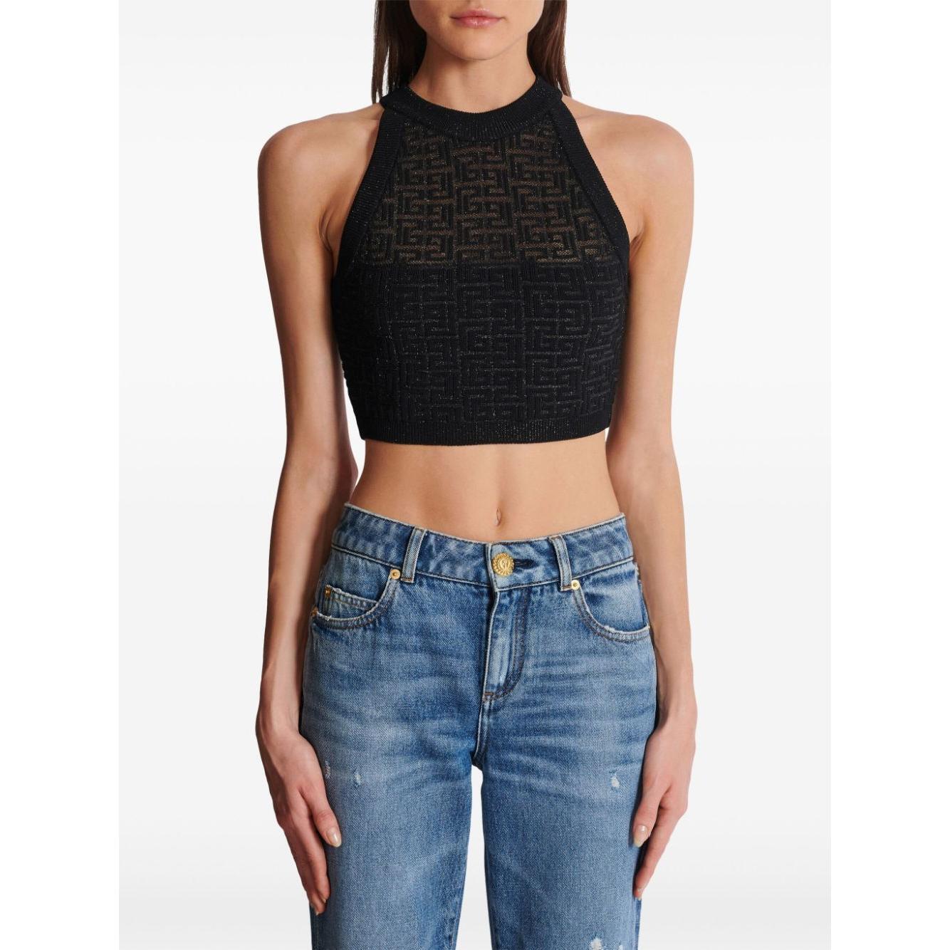 Balmain PB Labyrinth knit top DF1AB026KG96EAC