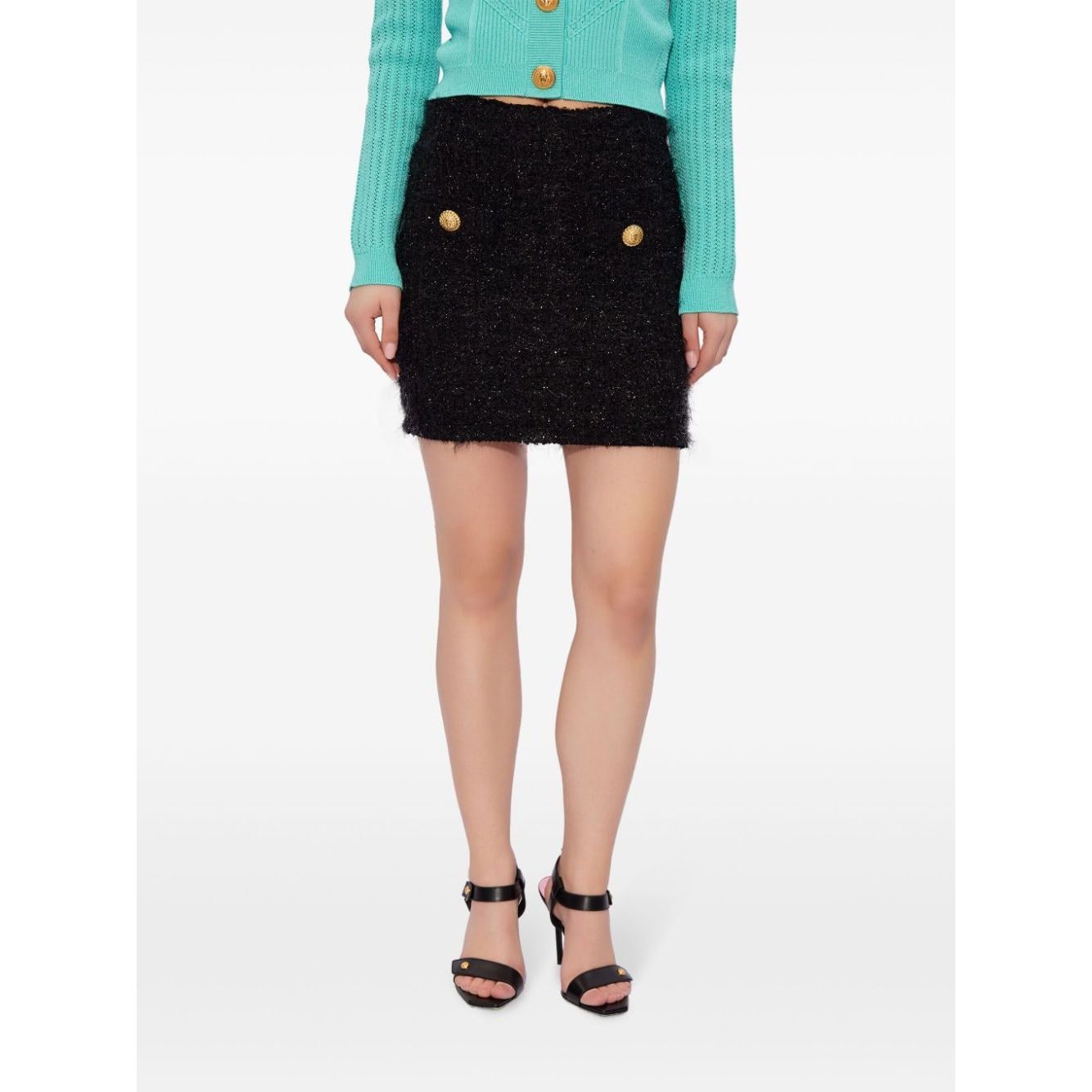 Balmain High-waisted bouclé miniskirt DF1LB015KG430PA