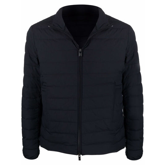 Emporio Armani Navy blue feather down padded logo-patch jacket Jackets