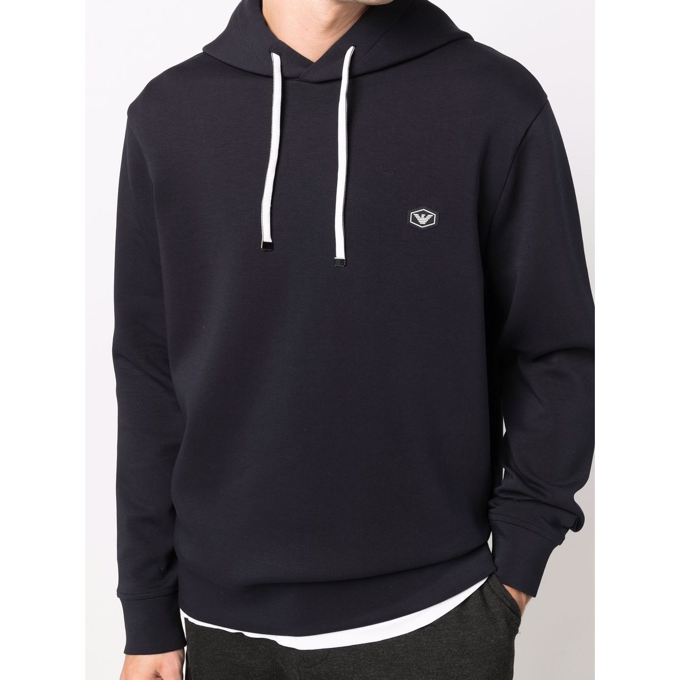 Emporio Armani long-sleeved Logo Patch Hoodie Topwear