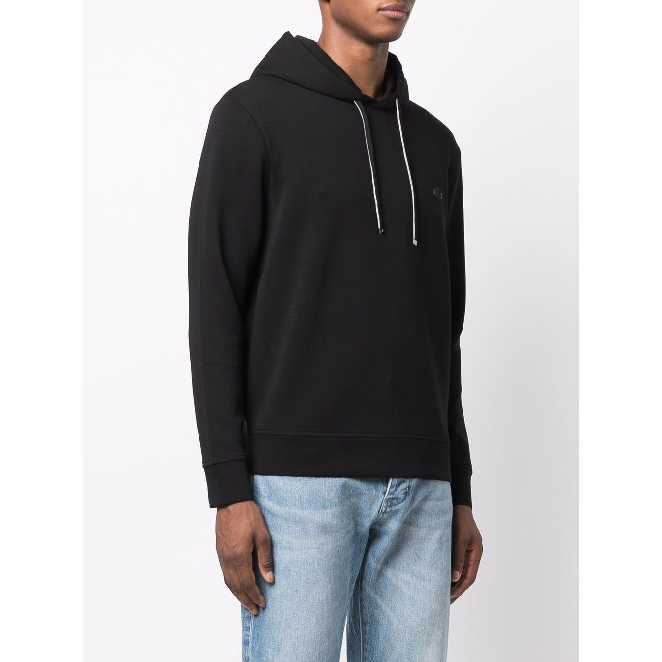 Emporio Armani Hooded sweatshirt with micro logo patch Topwear