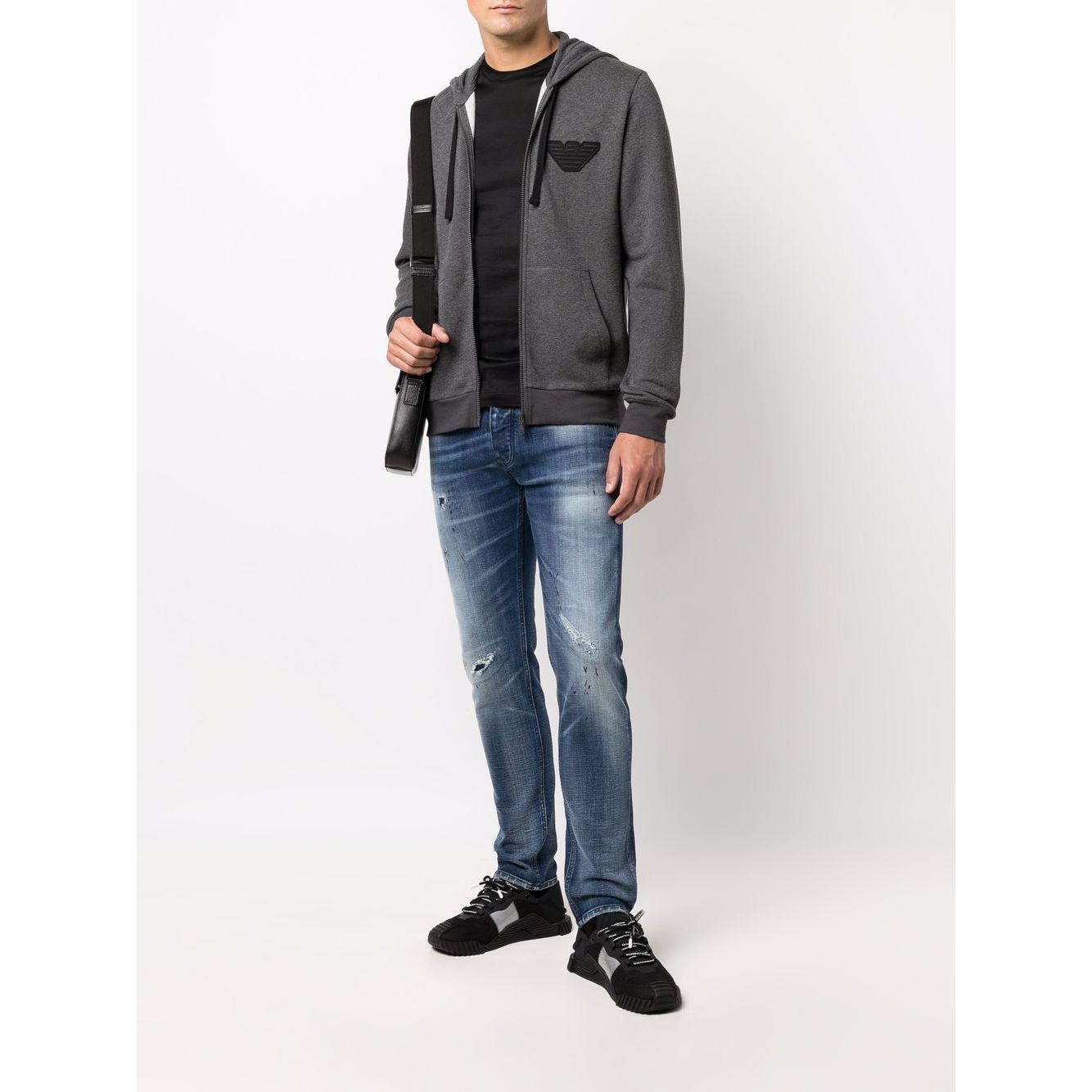 Emporio Armani ASV Lyocell blend jersey T-shirt with micro logo lettering