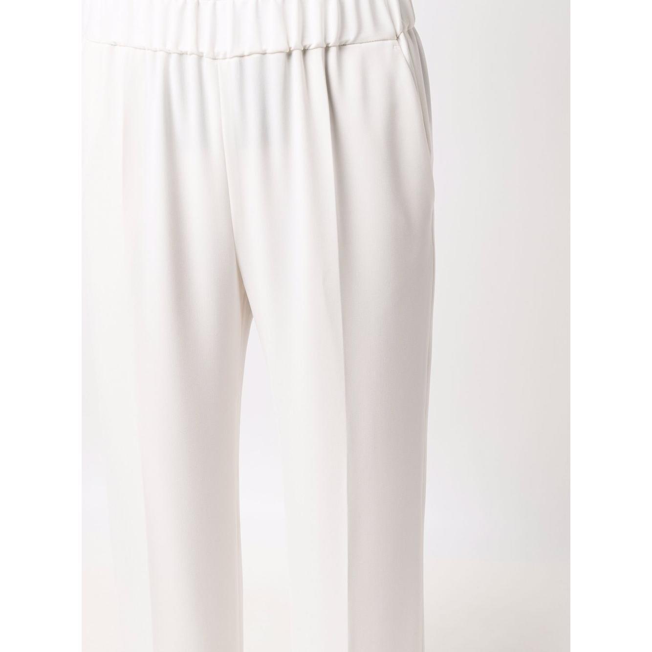 Alberto Biani White Cady Elasticated Trousers CC872AC0028100-P25
