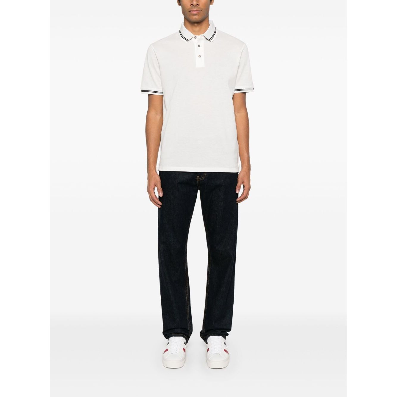 Emporio Armani Piqué polo shirt with piped collar Topwear