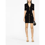 Balmain short knitted dress with golden buttons EF1R6045KB070PA-P25