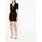 Balmain short knitted dress with golden buttons EF1R6045KB070PA-P25