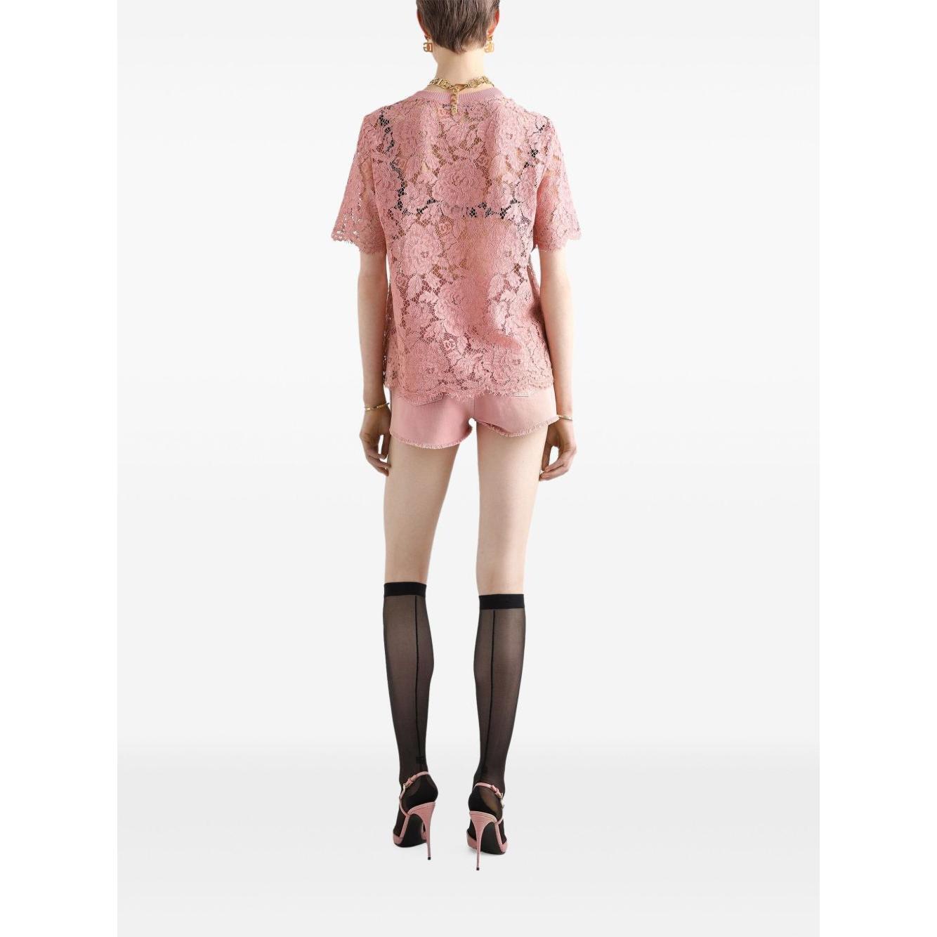 Dolce & Gabbana corded lace short sleeved T-shirt F8V21THLM7LF0473-P25