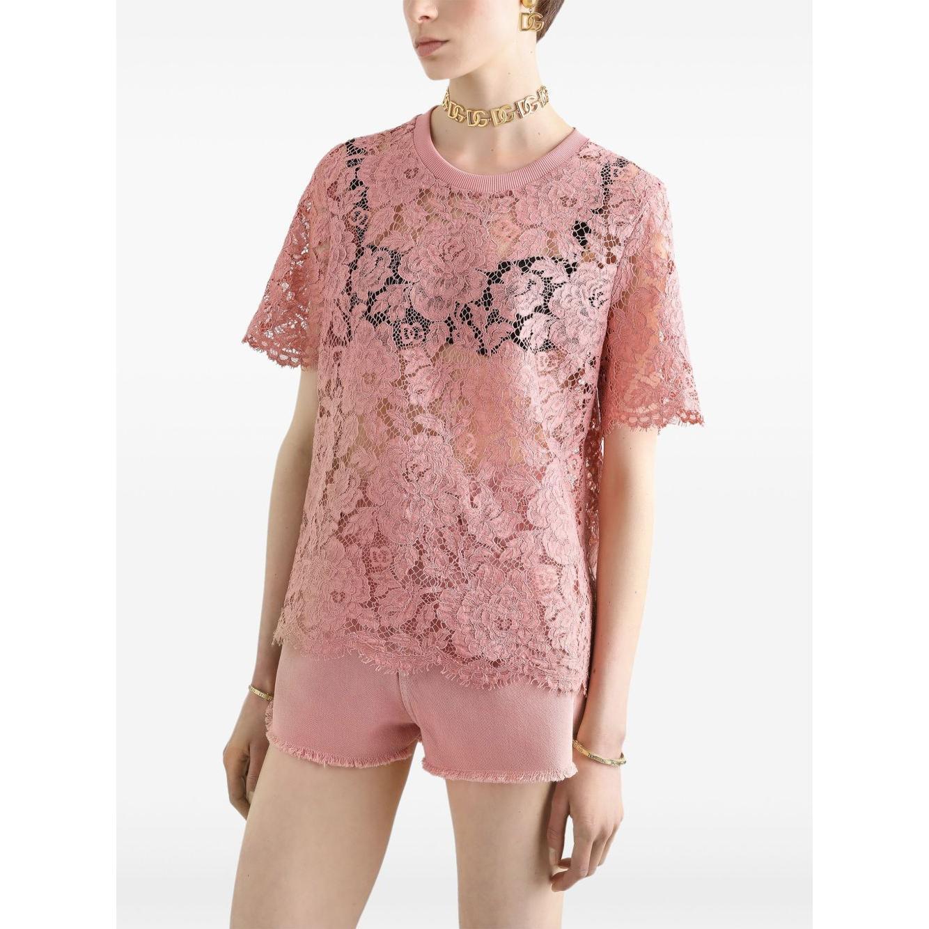 Dolce & Gabbana corded lace short sleeved T-shirt F8V21THLM7LF0473-P25