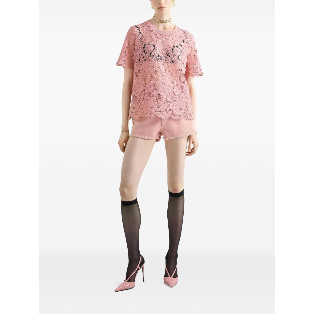 Dolce & Gabbana corded lace short sleeved T-shirt F8V21THLM7LF0473-P25