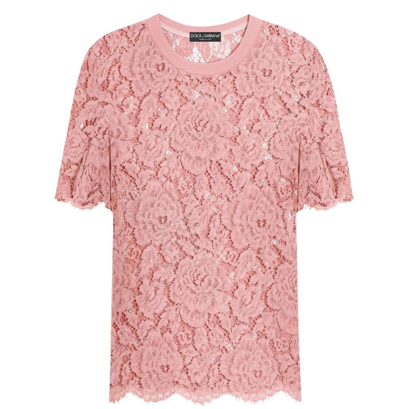 Dolce & Gabbana corded lace short sleeved T-shirt F8V21THLM7LF0473-P25