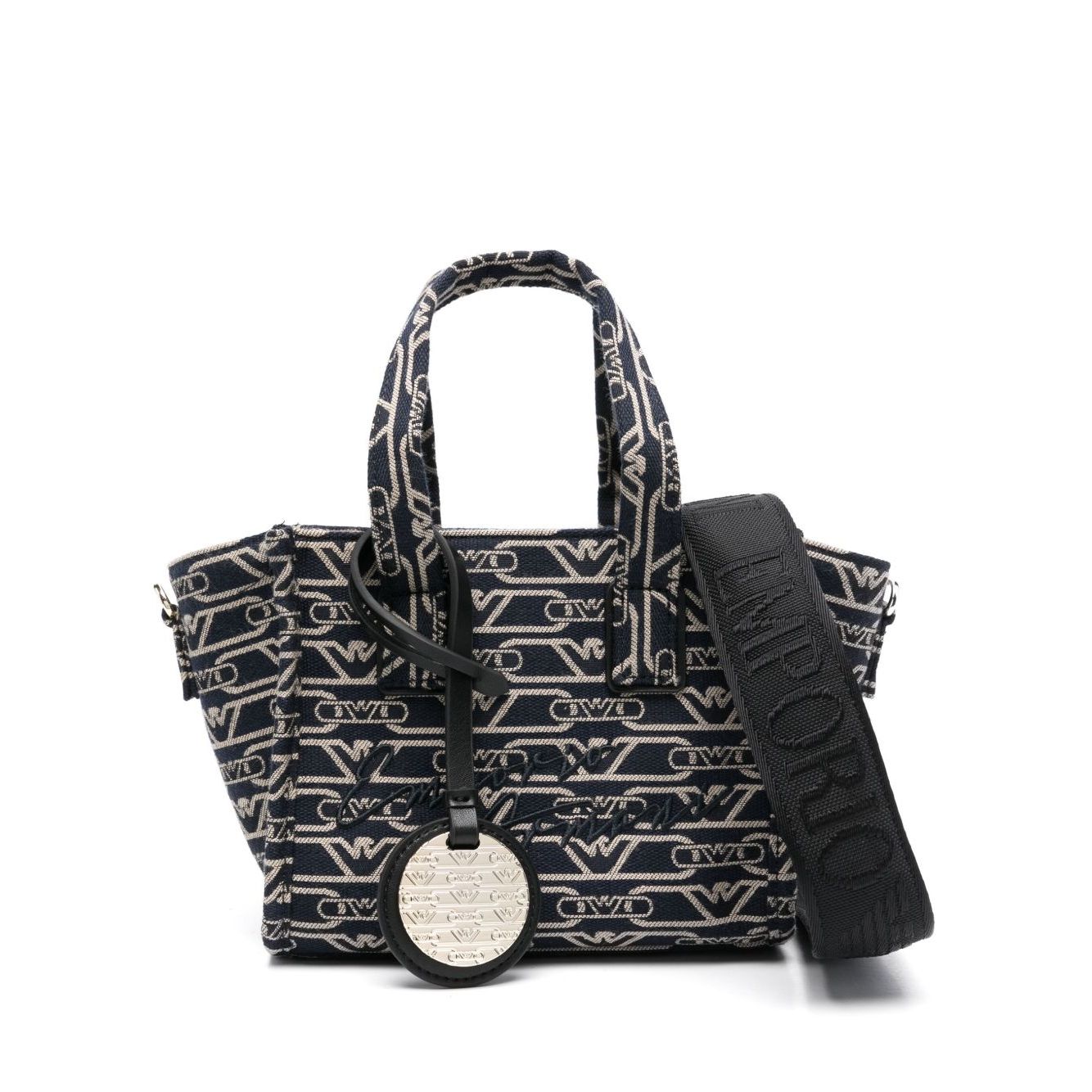 Emporio Armani Small tote bag in all-over monogram jacquard canvas Shopper