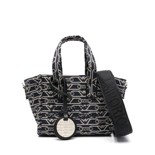 Emporio Armani Small tote bag in all-over monogram jacquard canvas Shopper