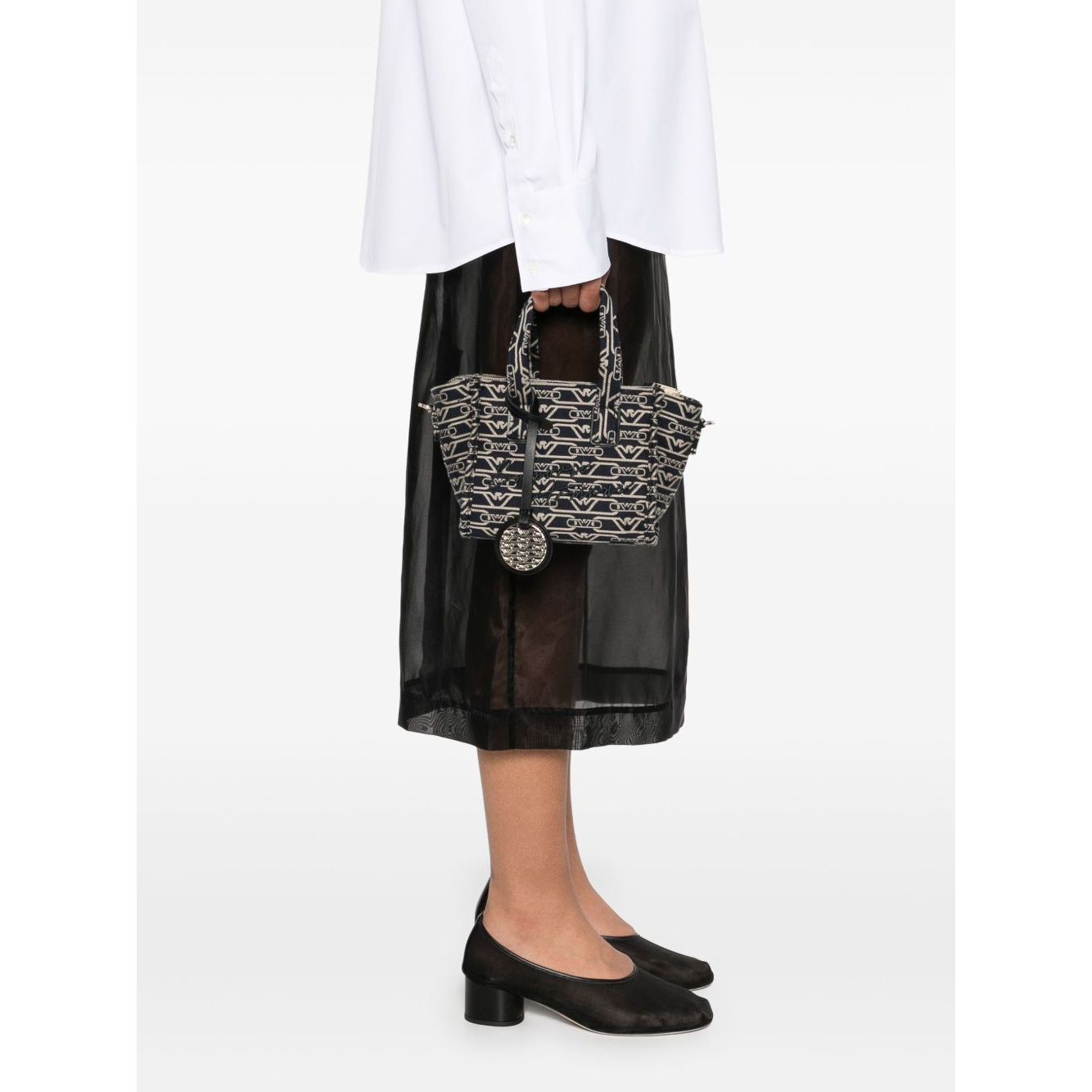 Emporio Armani Small tote bag in all-over monogram jacquard canvas Shopper