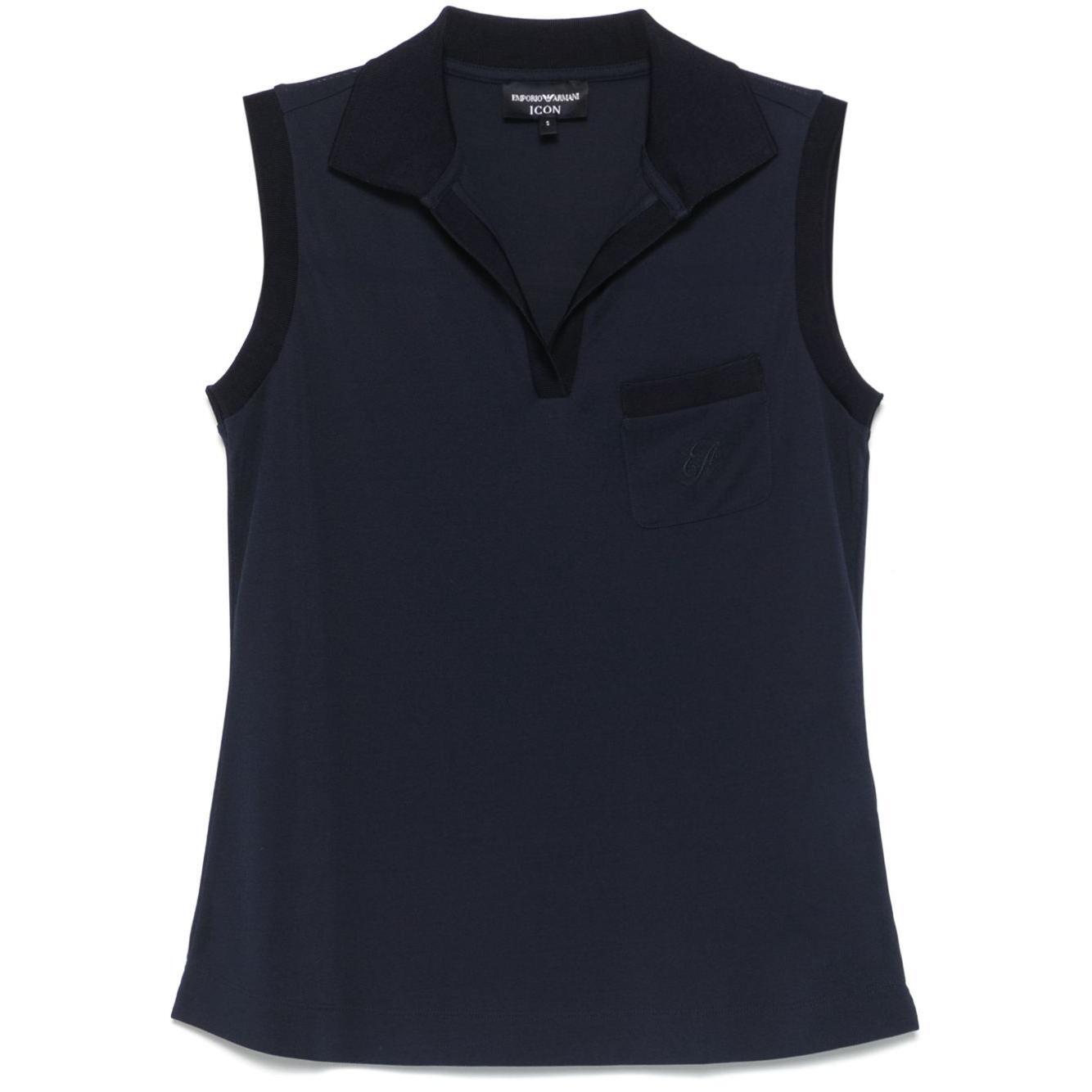Emporio Armani Icon micro piquet crepe jersey top EW000669AF12367UB115-P25