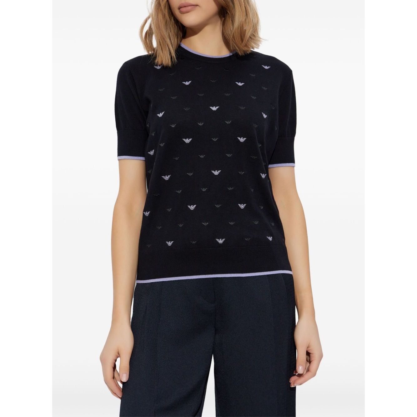 Emporio Armani Jumper with all-over micro eagle embroidery Topwear