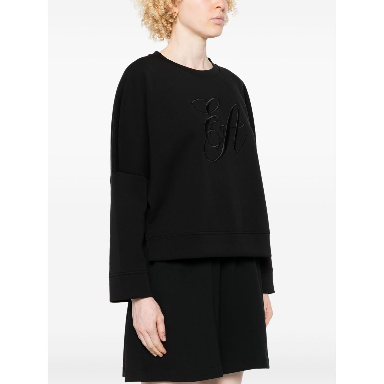 Emporio Armani Double jersey sweatshirt with logo embroidery Topwear