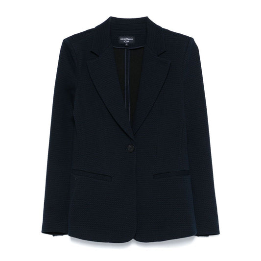 Emporio Armani Icon single-breasted blazer in an embossed jacquard knit jersey Jackets