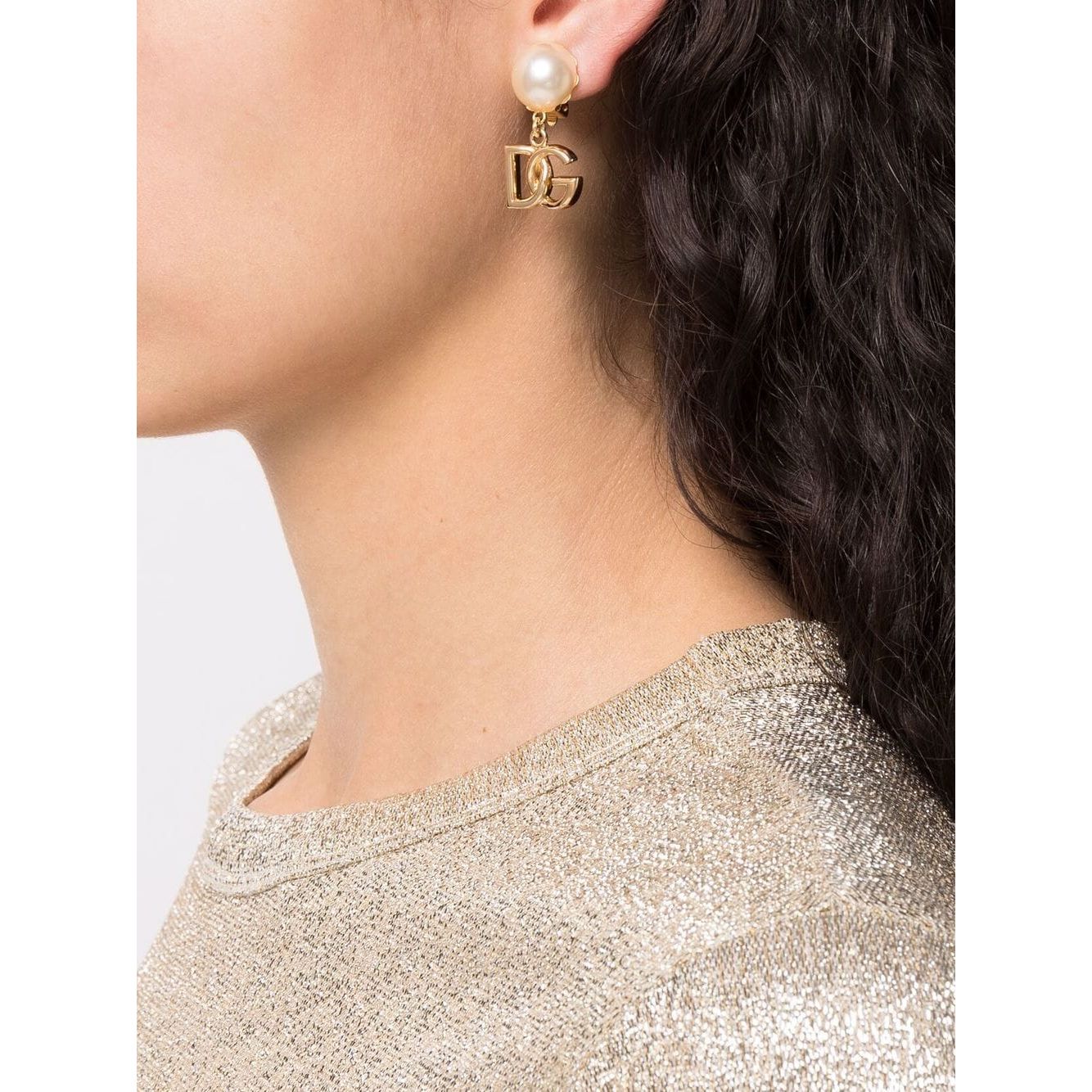 Dolce & Gabbana DG Logo and Pearl Earrings WEO2N1W1111ZOO00-AI25