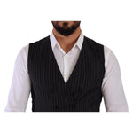 Dolce & Gabbana Gray Striped Double Breasted Waistcoat Vest TSH7592 - 48