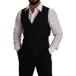 Dolce & Gabbana Blue Striped Wool Stretch Waistcoat Vest TSH7654 - 48