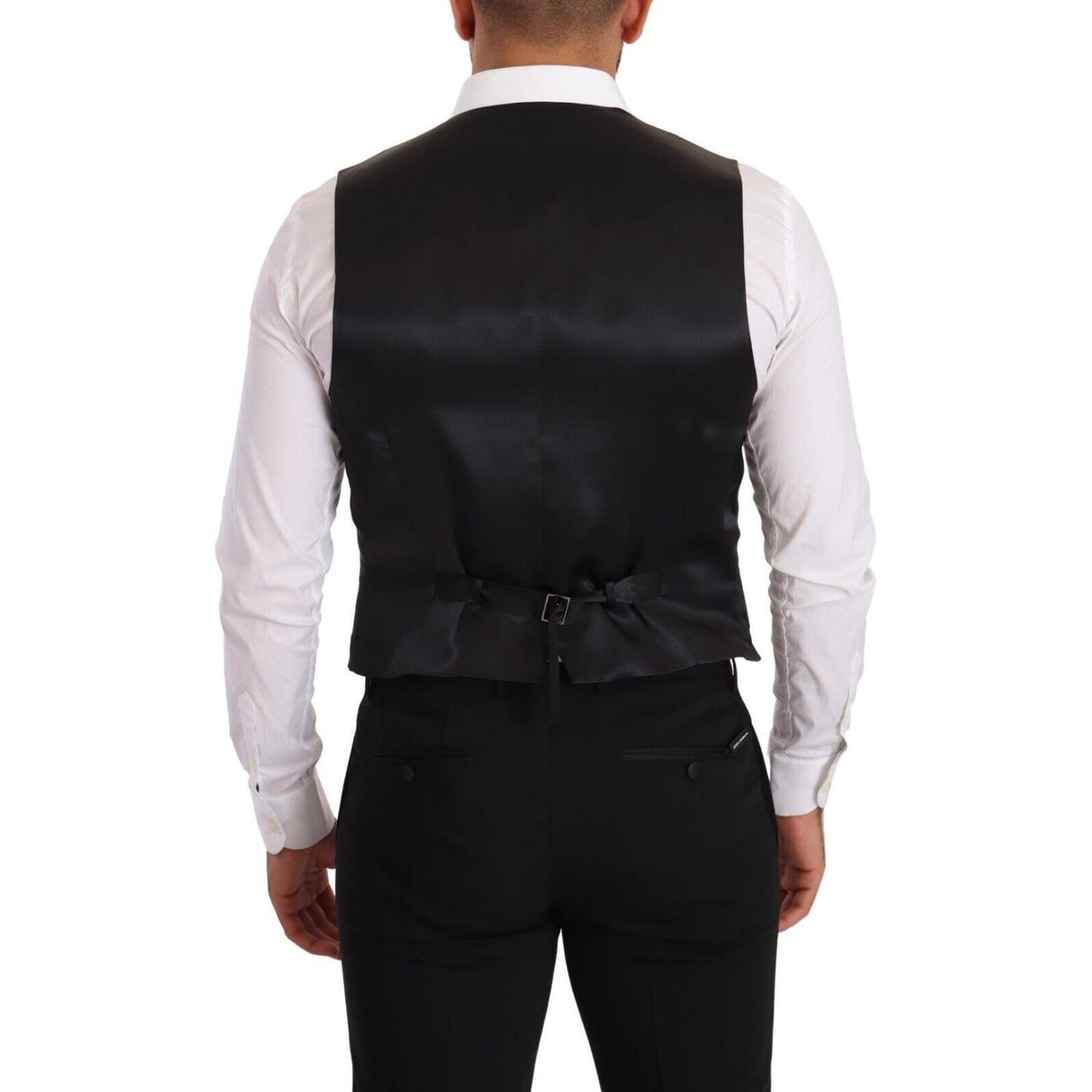 Dolce & Gabbana Gray Silk Slim Fit Waistcoat Formal Vest TSH7155 - 48