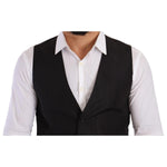 Dolce & Gabbana Gray Silk Slim Fit Waistcoat Formal Vest TSH7155 - 48