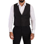 Dolce & Gabbana Gray Silk Slim Fit Waistcoat Formal Vest TSH7155 - 48