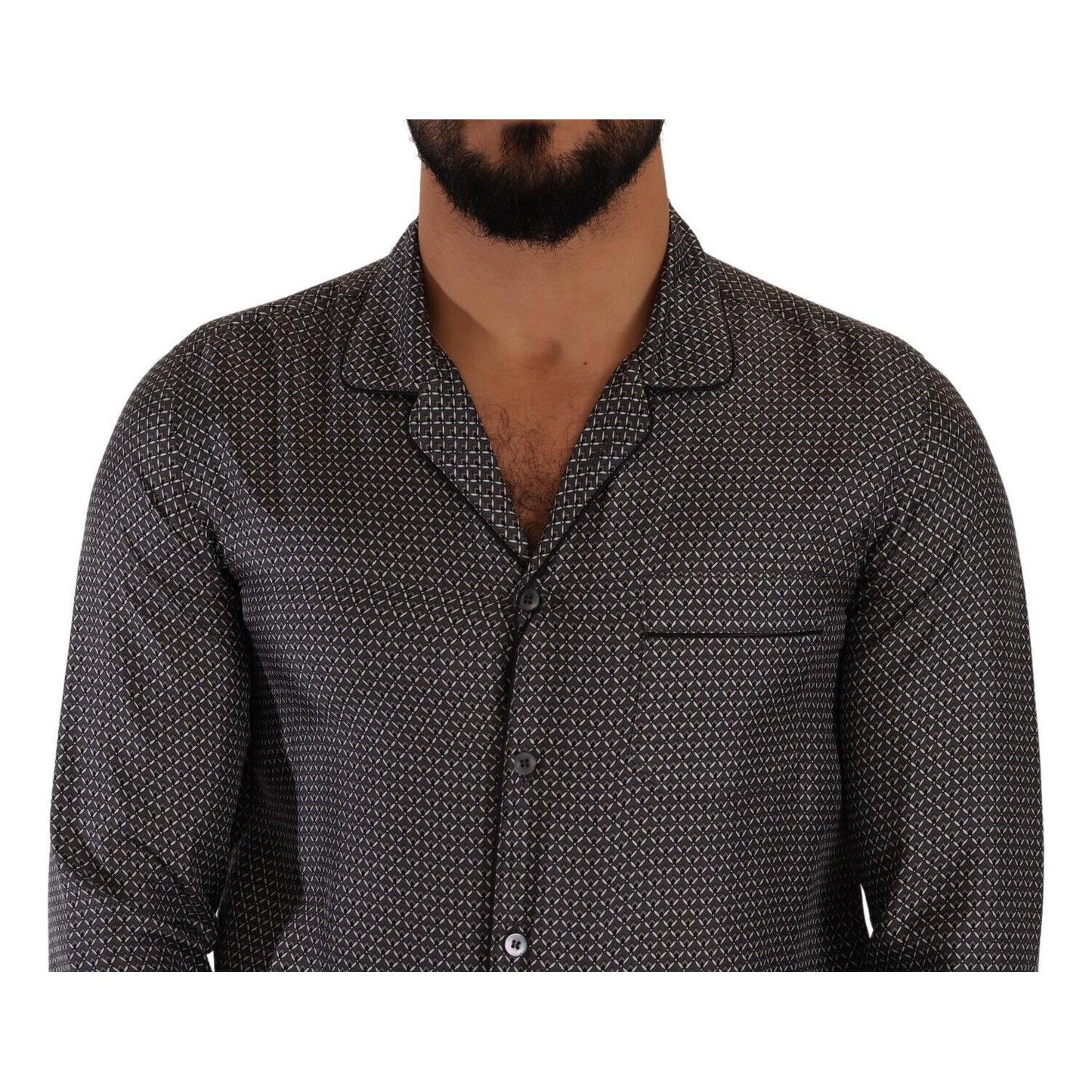 Dolce & Gabbana Gray Fantasy Pattern Pajama Top Mens Shirt TSH7666 - 4