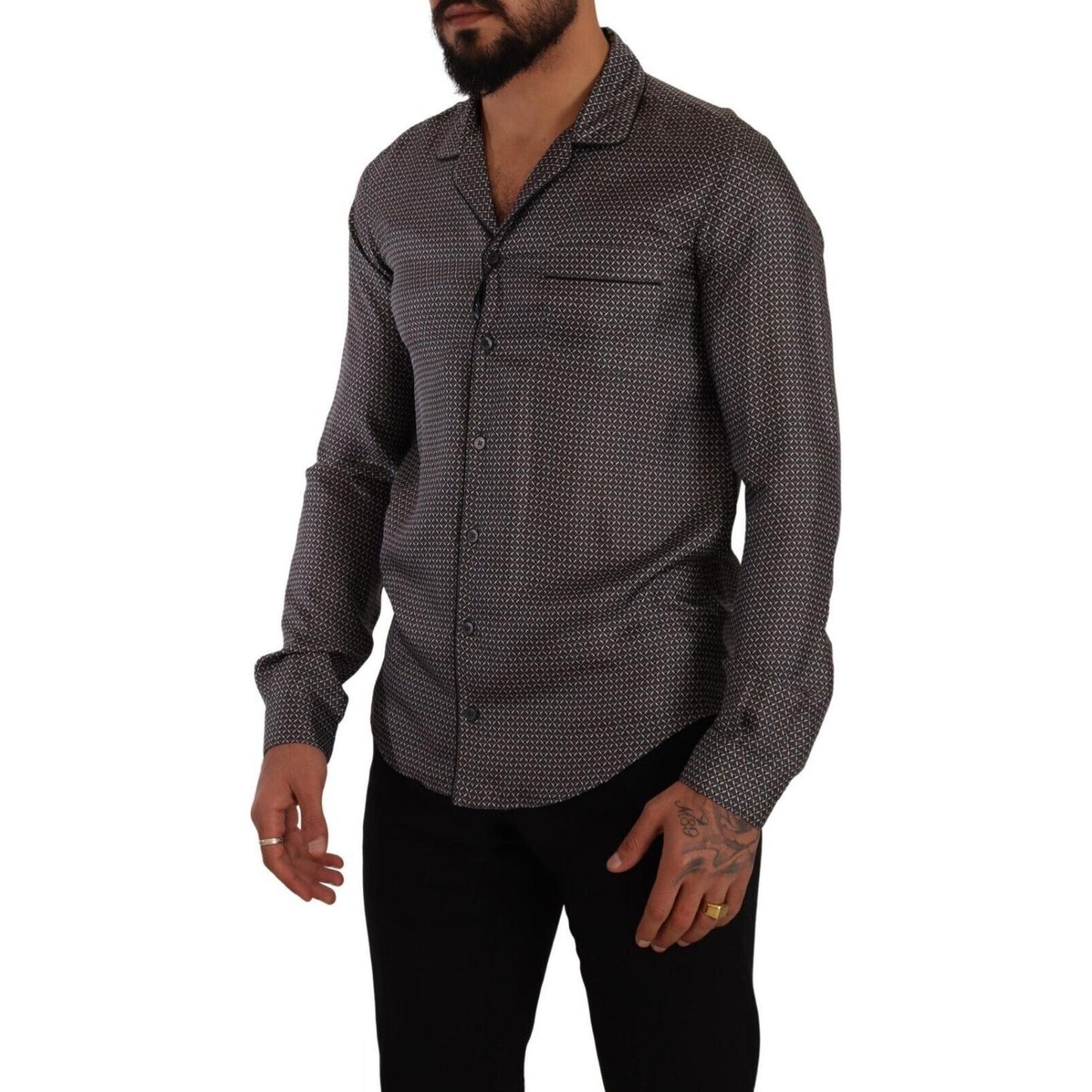 Dolce & Gabbana Gray Fantasy Pattern Pajama Top Mens Shirt TSH7666 - 4