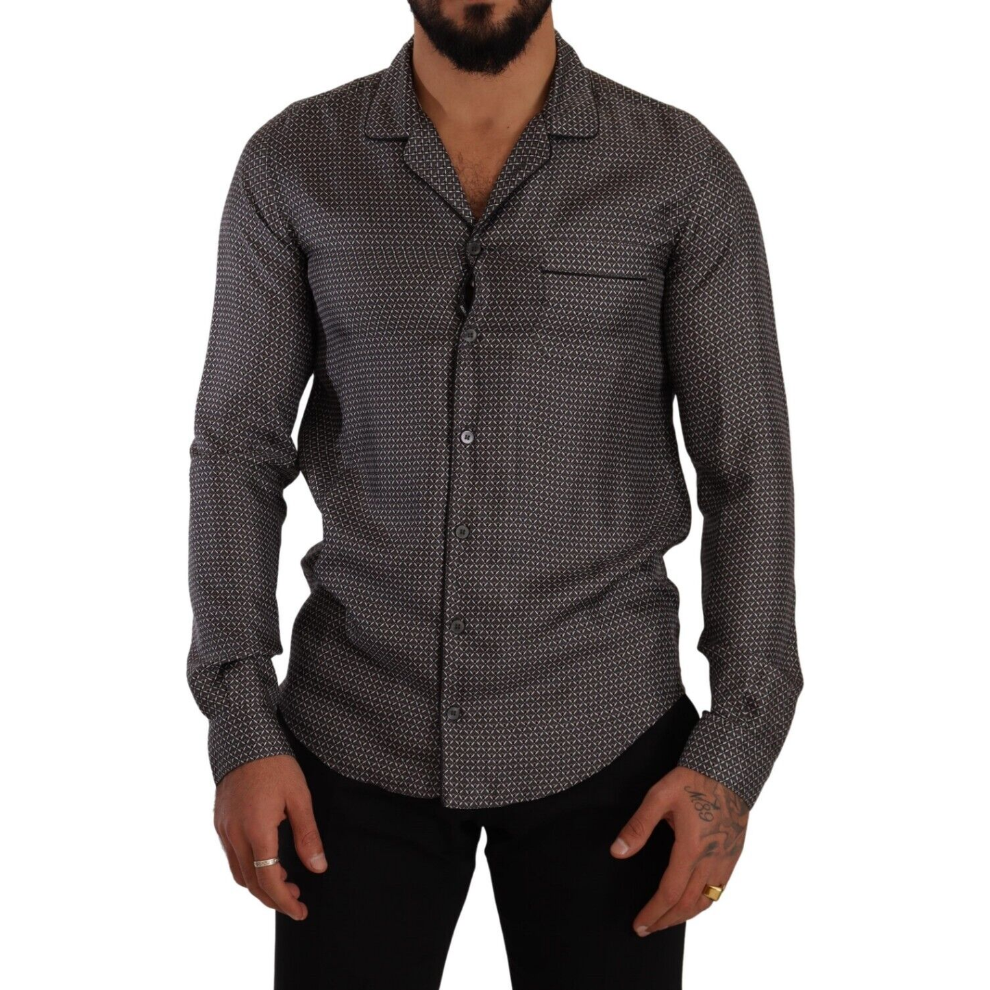 Dolce & Gabbana Gray Fantasy Pattern Pajama Top Mens Shirt TSH7666 - 4