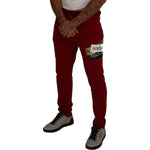 Dolce & Gabbana Red Cotton Logo Patch Sweatpants Jogging Pants PAN72321 - 44