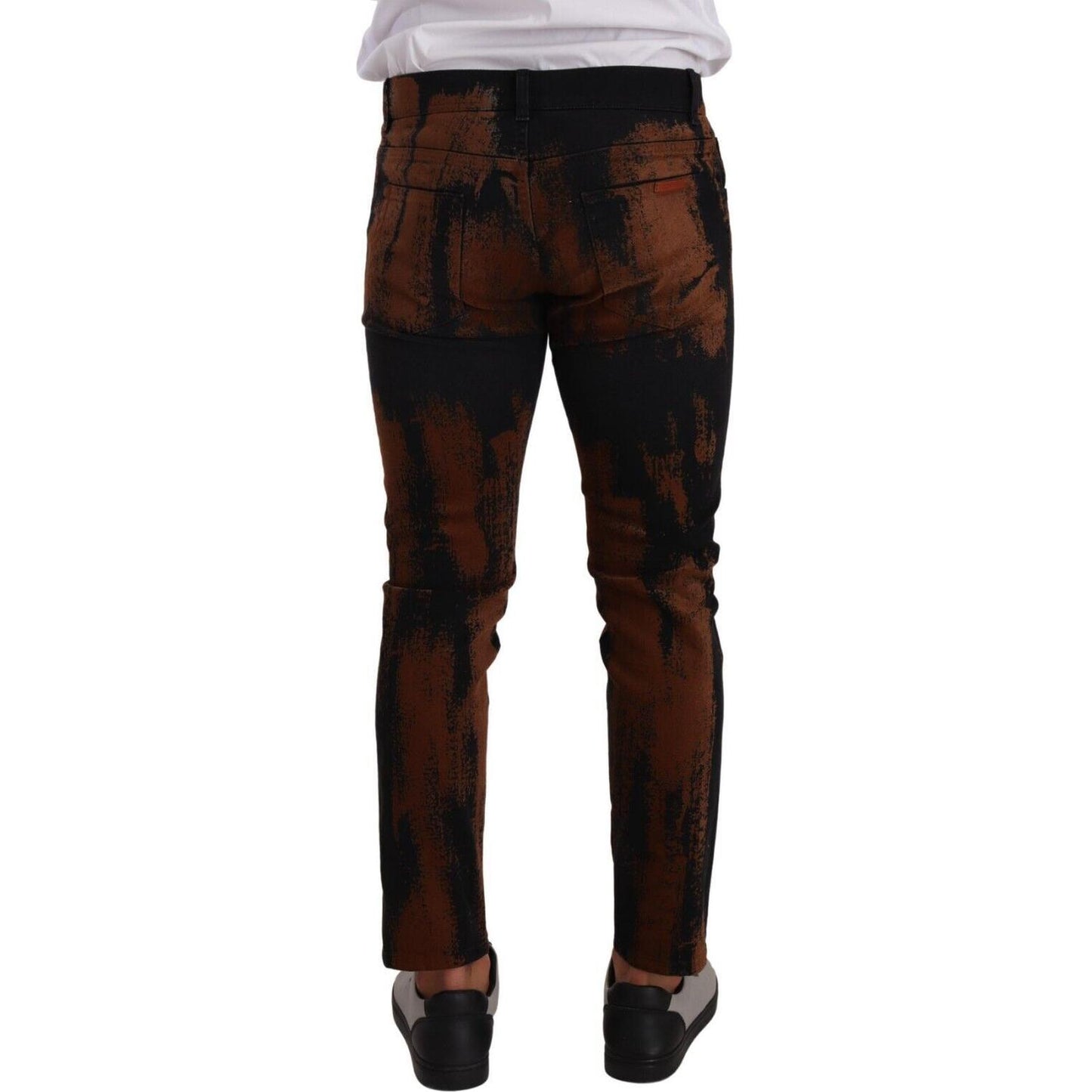 Dolce & Gabbana Black Brown Tie Dye Cotton Skinny Denim Jeans PAN72716 - 48