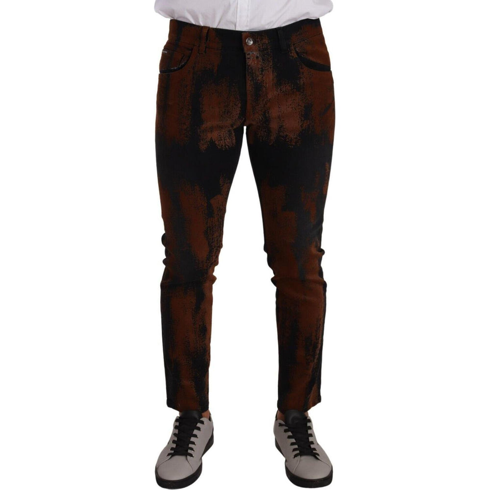 Dolce & Gabbana Black Brown Tie Dye Cotton Skinny Denim Jeans PAN72716 - 48