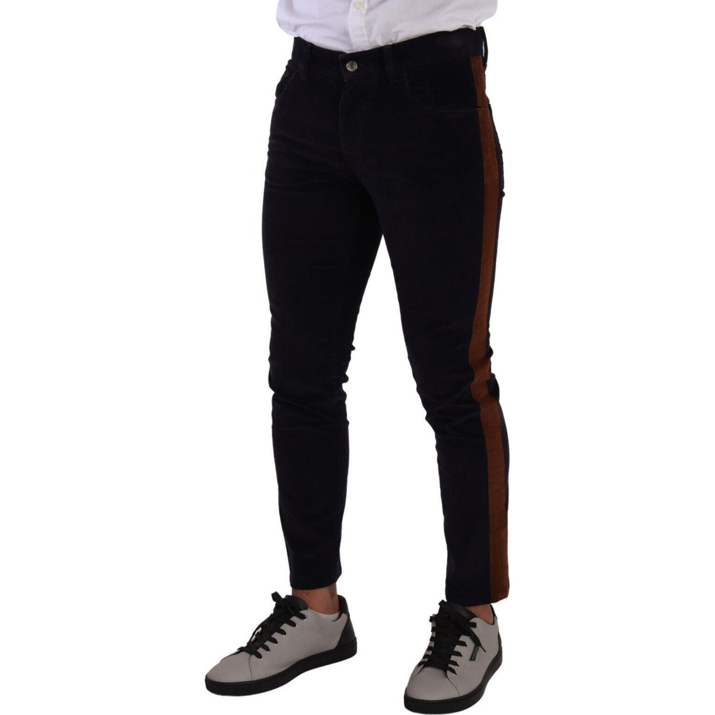 Dolce & Gabbana Blue Cotton Stretch Skinny Corduroy Jeans PAN72746 - 48