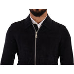 Dolce & Gabbana Blue Suede Lambskin Leather Coat Jacket JKT3010- 44
