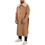 Dolce & Gabbana Beige Camel Skin Cashmere Shearling Overcoat Jacket JKT3246- 48