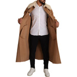 Dolce & Gabbana Beige Camel Skin Cashmere Shearling Overcoat Jacket JKT3246- 48