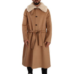 Dolce & Gabbana Beige Camel Skin Cashmere Shearling Overcoat Jacket JKT3246- 48