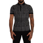 Dolce & Gabbana Black White Striped Polo Short Sleeve T-shirt TSH7491- 44