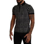 Dolce & Gabbana Black White Striped Polo Short Sleeve T-shirt TSH7491- 44