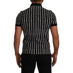 Dolce & Gabbana Black White Striped Polo Short Sleeve T-shirt TSH7491- 44