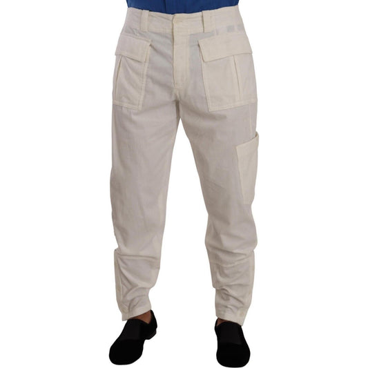Dolce & Gabbana Off White Cotton Corduroy Cargo Pants