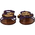 Dolce & Gabbana Purple Leather Devotion Flats Sandals Shoes LA9784- 35.5