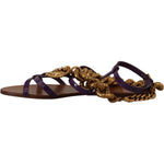 Dolce & Gabbana Purple Leather Devotion Flats Sandals Shoes LA9784- 35.5